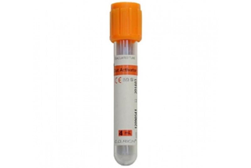 Вакуумна Пробірка, 5мл, Активатор, Помаранчева, 13х100 мм ПЕТ